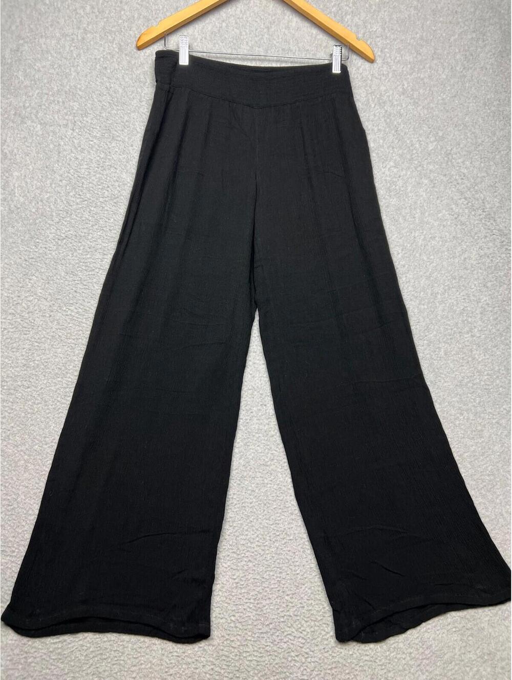 Vanilla Star Womens Gauzy Pull on Wide Leg Pants Size M Black Beach Casual